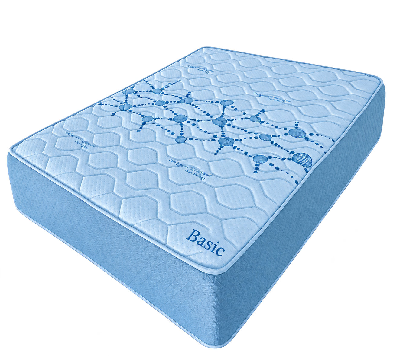 Basic blue patterned mattress on a white background