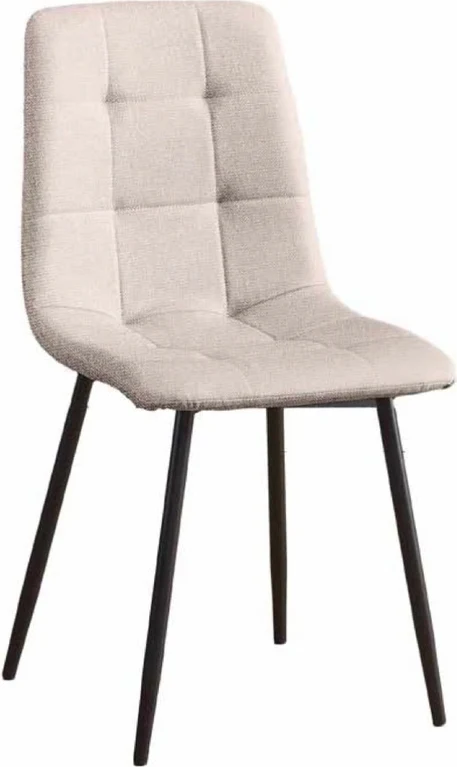 Light upholstered dining chair with black legs