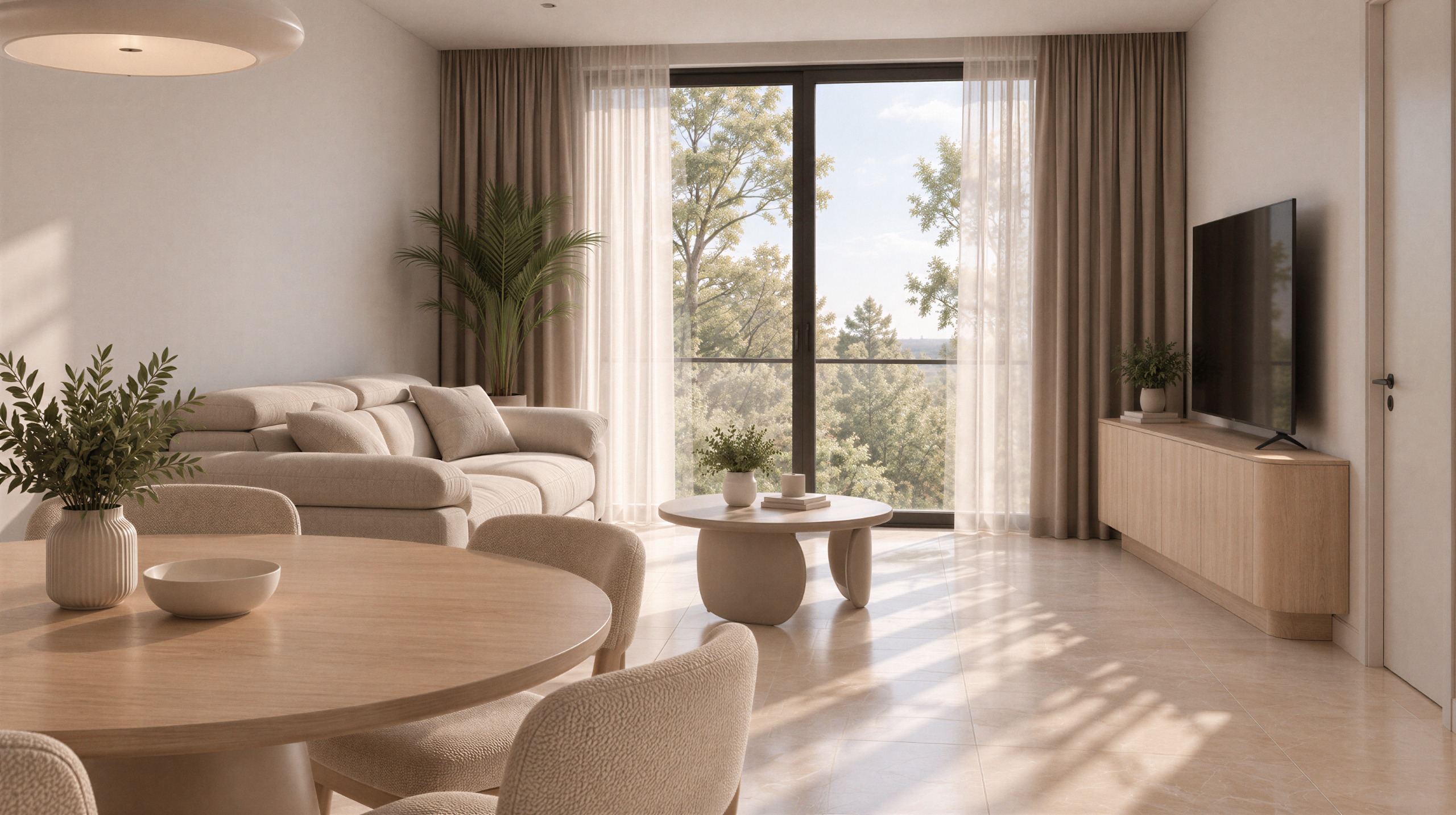 Ready-to-live furnished living room with coordinated furniture and décor